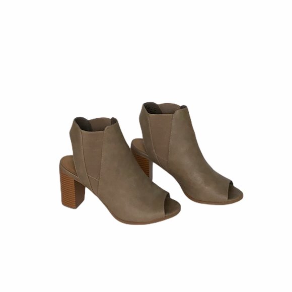 Call It Spring Peep Toe Boots Size 7 Taupe - Picture 1 of 10